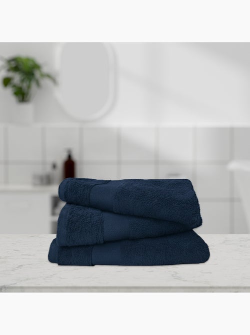 Juego de 3 toallas de baño 70x130 cm 500gr/m² 100% algodón - Kiabi Juego de 3 toallas de baño 70x130 cm 500gr/m² 100% algodón - Kiabi