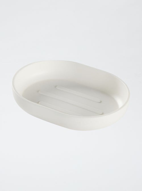 Juego de 4 piezas con jabonera + dispensador de jabón + vaso para cepillos de dientes + escobilla para inodoro - Kiabi