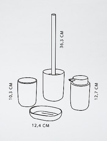 Juego de 4 piezas con jabonera + dispensador de jabón + vaso para cepillos de dientes + escobilla para inodoro