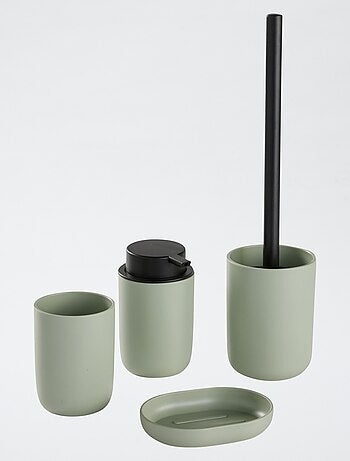 Juego de 4 piezas con jabonera + dispensador de jabón + vaso para cepillos de dientes + escobilla para inodoro