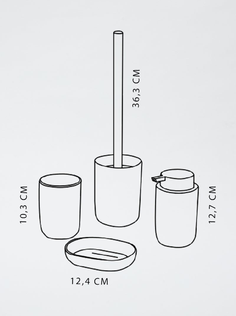 Juego de 4 piezas con jabonera + dispensador de jabón + vaso para cepillos de dientes + escobilla para inodoro VERDE - Kiabi