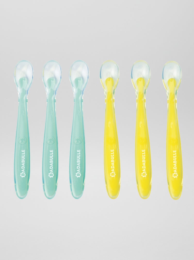 Juego de 6 cucharas 'Badabulle' verde/amarillo - Kiabi