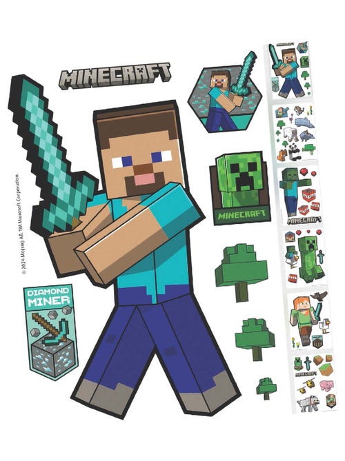 Juego de 6 hojas de pegatinas murales fáciles de quitar 'Roba' - Minecraft - Kiabi
