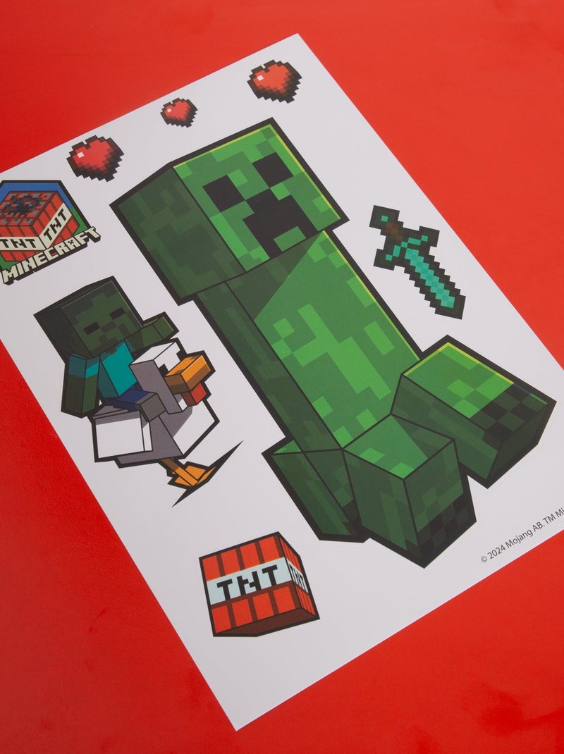 Juego de 6 hojas de pegatinas murales fáciles de quitar 'Roba' - Minecraft Multicolor - Kiabi