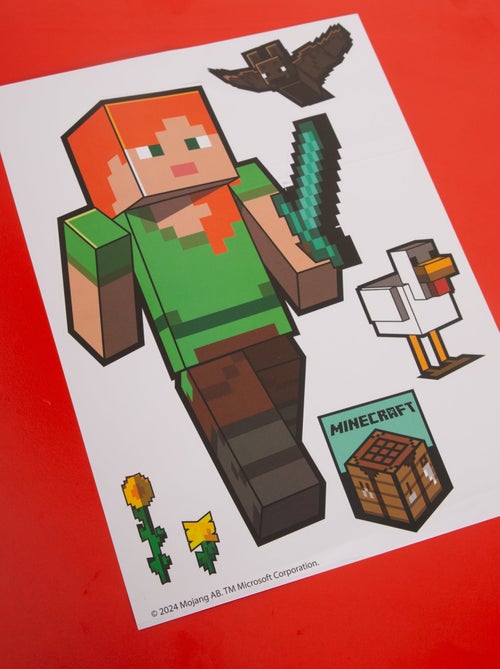 Juego de 6 hojas de pegatinas murales fáciles de quitar 'Roba' - Minecraft - Kiabi