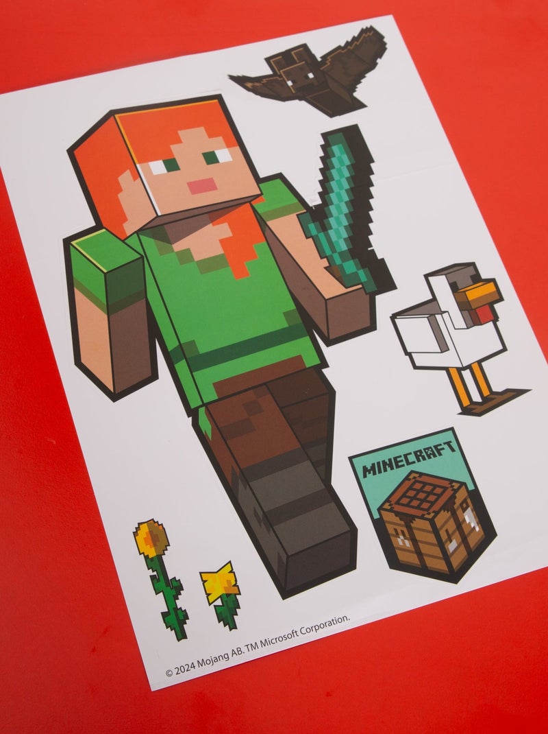 Juego de 6 hojas de pegatinas murales fáciles de quitar 'Roba' - Minecraft Multicolor - Kiabi
