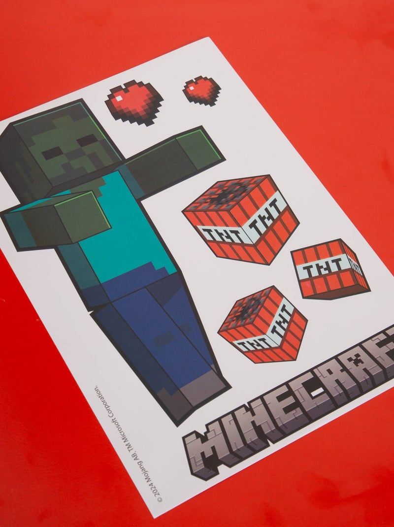 Juego de 6 hojas de pegatinas murales fáciles de quitar 'Roba' - Minecraft Multicolor - Kiabi