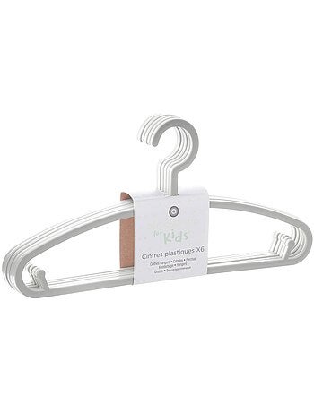 Juego de 6 perchas de plástico blanco para niños