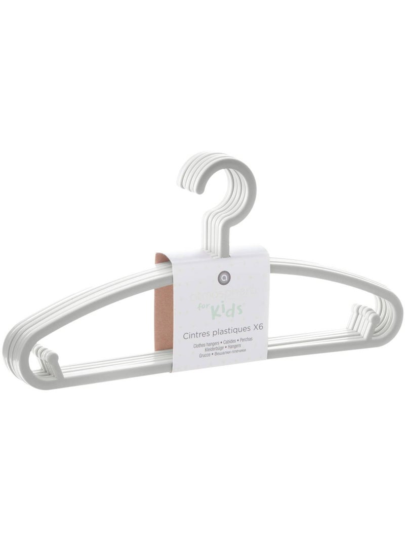 Juego de 6 perchas de plástico gris para niños Gris - Kiabi
