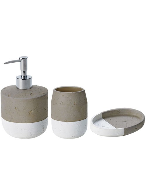 Juego de baño cerámica bicolor taupe SPA 3 piezas – Guy Levasseur - Kiabi Juego de baño cerámica bicolor taupe SPA 3 piezas – Guy Levasseur - Kiabi