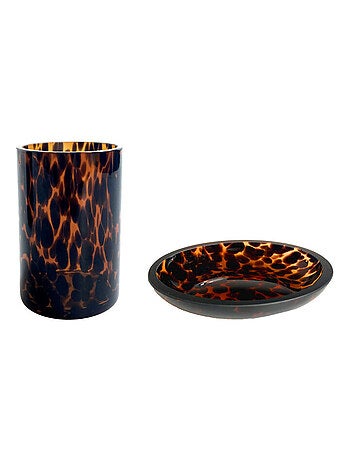 Juego de baño de 2 piezas con estampado de leopardo y jabonera
