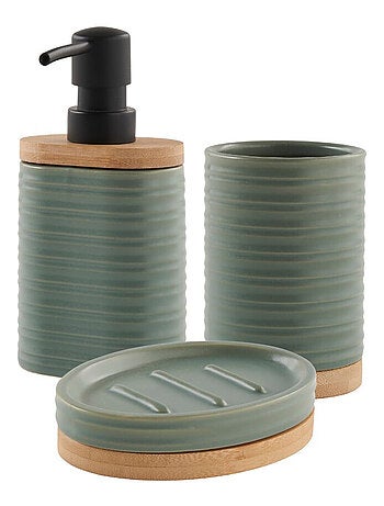Juego de baño de 3 piezas de cerámica acanalada