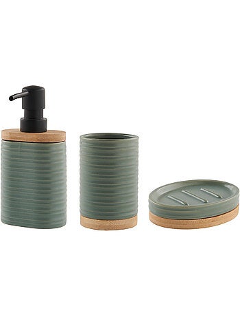 Juego de baño de 3 piezas de cerámica acanalada