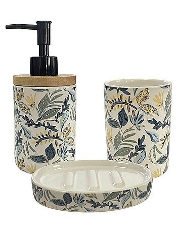 Juego de baño de 3 piezas de cerámica con plantas