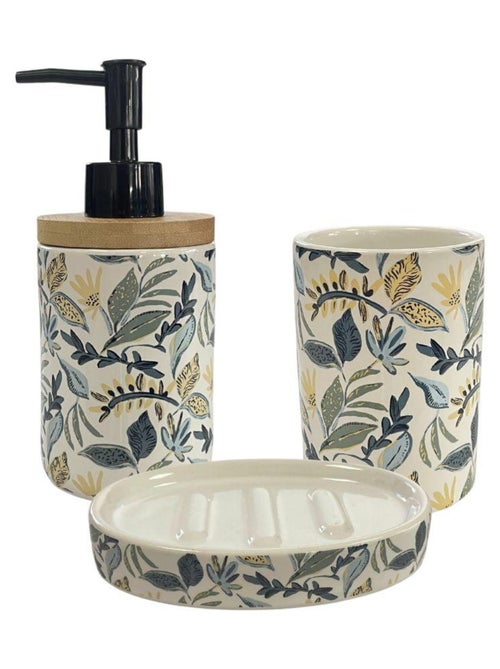Juego de baño de 3 piezas de cerámica con plantas - Kiabi