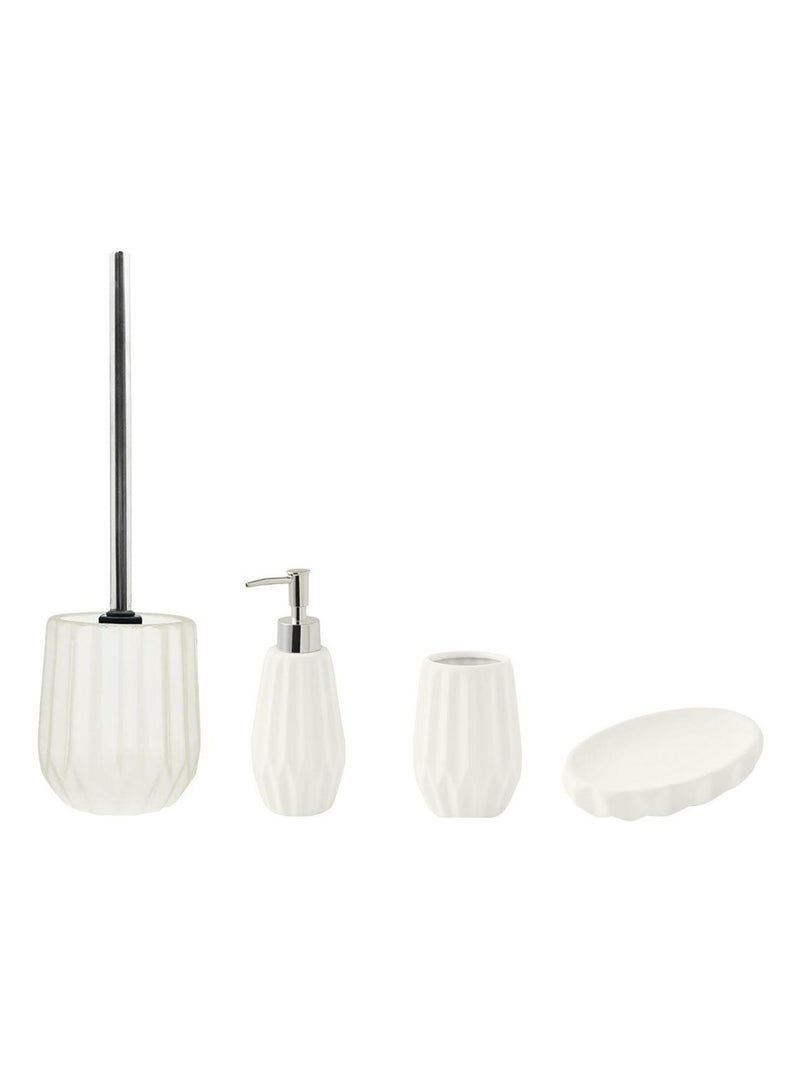 Juego de baño de 4 piezas con relieve de cerámica Blanco - Kiabi
