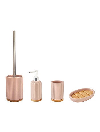 Juego de baño de 4 piezas de cerámica con diseño acanalado de bambú