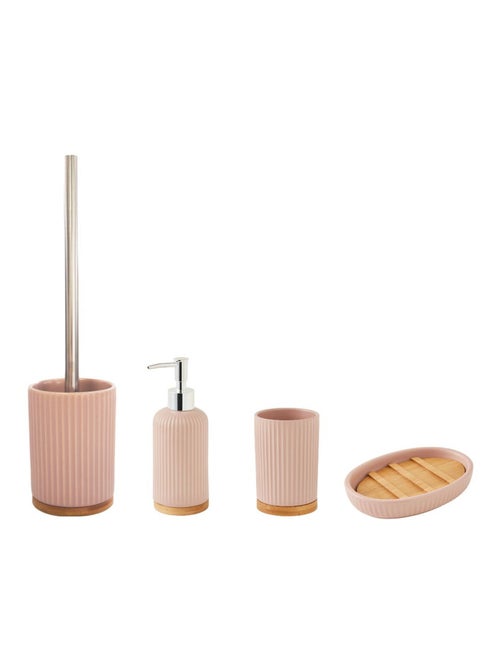 Juego de baño de 4 piezas de cerámica con diseño acanalado de bambú - Kiabi