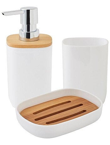 Juego de baño de bambú de 3 piezas de color liso