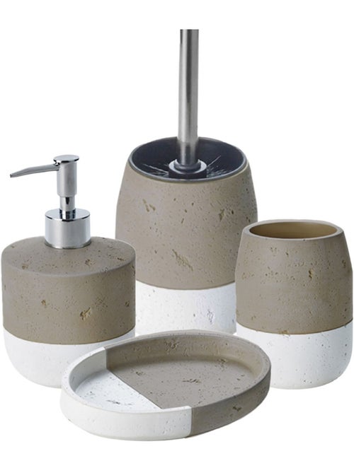 Juego de baño de cerámica bicolor SPA topo – 4 piezas Guy Levasseur - Kiabi Juego de baño de cerámica bicolor SPA topo – 4 piezas Guy Levasseur - Kiabi