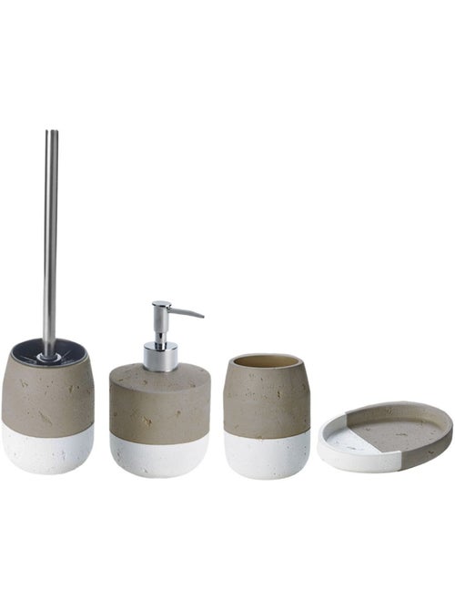 Juego de baño de cerámica bicolor SPA topo – 4 piezas Guy Levasseur - Kiabi Juego de baño de cerámica bicolor SPA topo – 4 piezas Guy Levasseur - Kiabi