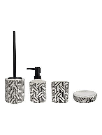 Juego de baño de cerámica de 4 piezas con diseño gráfico