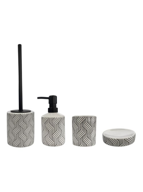 Juego de baño de cerámica de 4 piezas con diseño gráfico - Kiabi