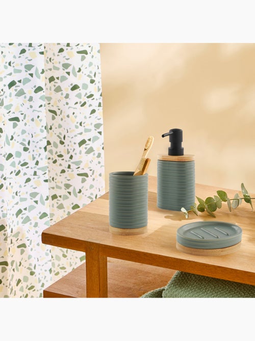 Juego de baño LILY de cerámica verde salvia estriada de 3 piezas - Guy Levasseur - Kiabi Juego de baño LILY de cerámica verde salvia estriada de 3 piezas - Guy Levasseur - Kiabi