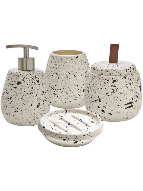 Juego de baño moteado de 4 piezas de cerámica - Kiabi Juego de baño moteado de 4 piezas de cerámica - Kiabi