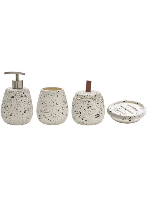 Juego de baño moteado de 4 piezas de cerámica - Kiabi Juego de baño moteado de 4 piezas de cerámica - Kiabi