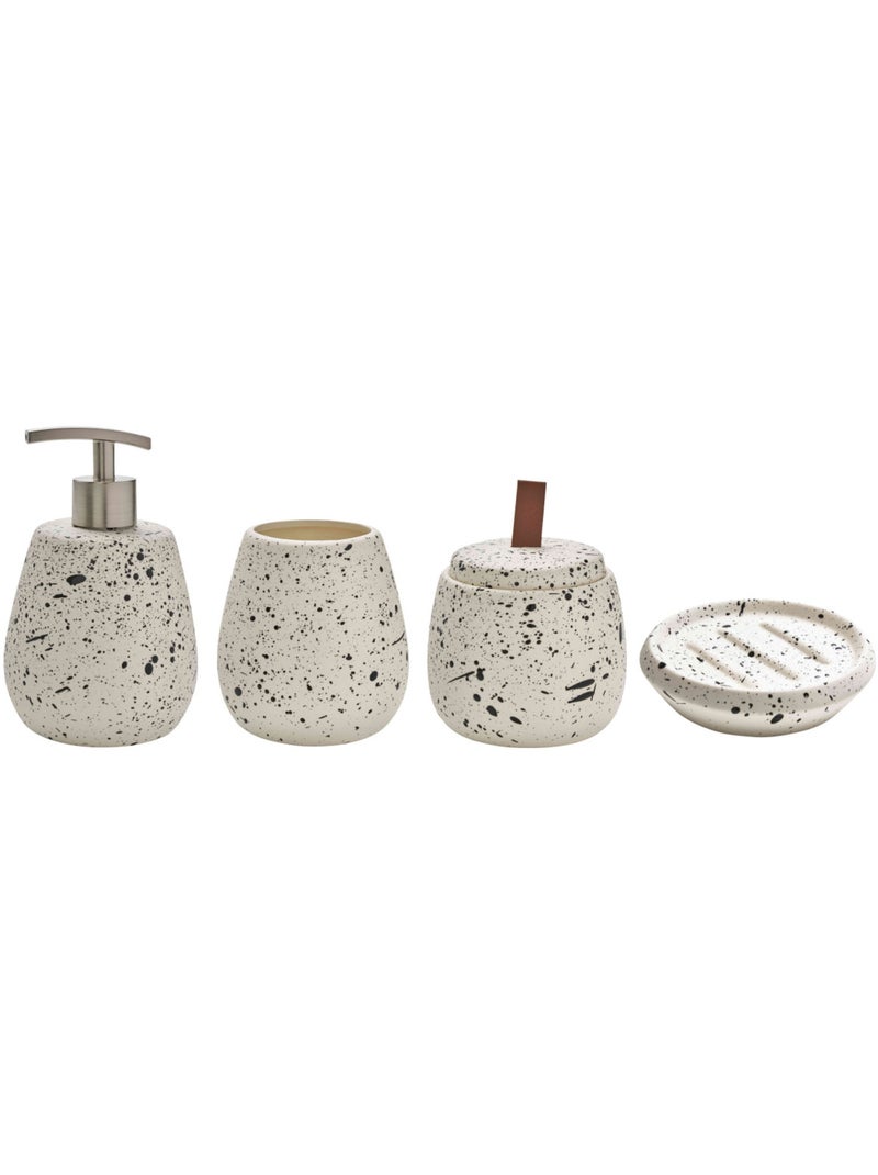 Juego de baño moteado de 4 piezas de cerámica Negro Blanco - Kiabi