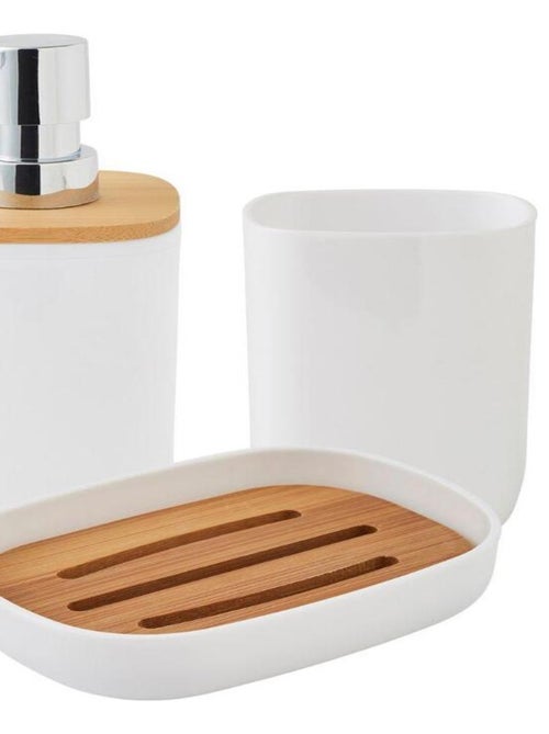Juego de baño SEQUOIA de 3 piezas de plástico y bambú – Guy Levasseur - Kiabi