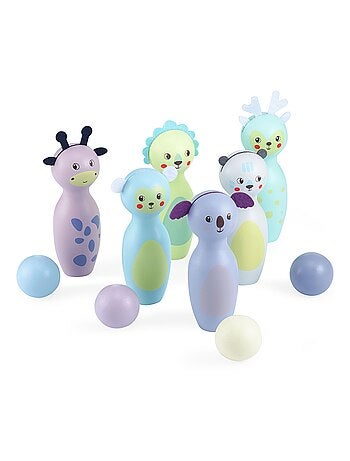 Juego de bolos de madera niños animales pastel Mamabrum