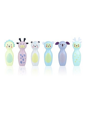 Juego de bolos de madera niños animales pastel Mamabrum