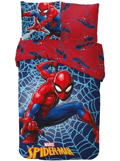 Juego de cama 100% algodón spider-man estampado 140x200 y funda 63x63 - Kiabi Juego de cama 100% algodón spider-man estampado 140x200 y funda 63x63 - Kiabi