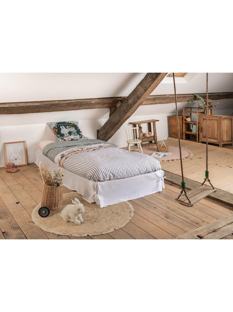 Juego de cama + 2 fundas de almohada – algodón 57 hilos jardinería Blanco - Kiabi