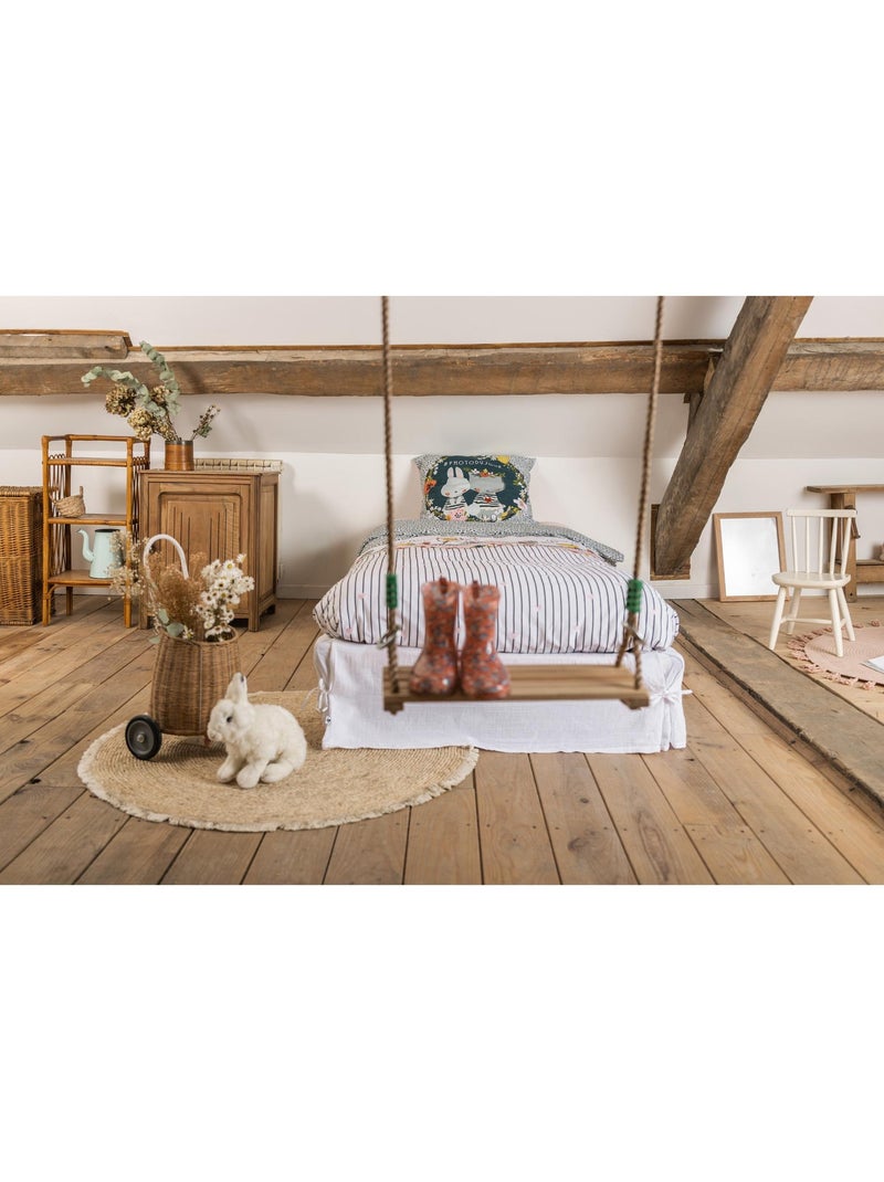 Juego de cama + 2 fundas de almohada – algodón 57 hilos jardinería Blanco - Kiabi