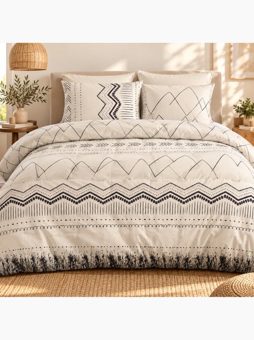 Juego de cama + 2 fundas de almohada – algodón 57 hilos – motivo bereber - Kiabi
