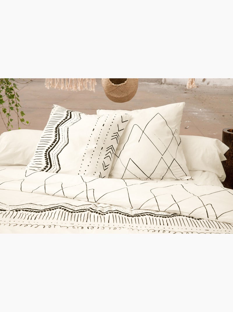 Juego de cama + 2 fundas de almohada – algodón 57 hilos – motivo bereber Beige - Kiabi