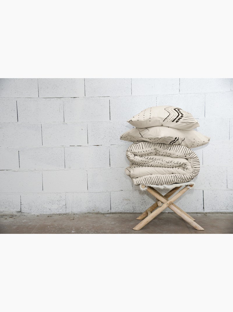 Juego de cama + 2 fundas de almohada – algodón 57 hilos – motivo bereber Beige - Kiabi