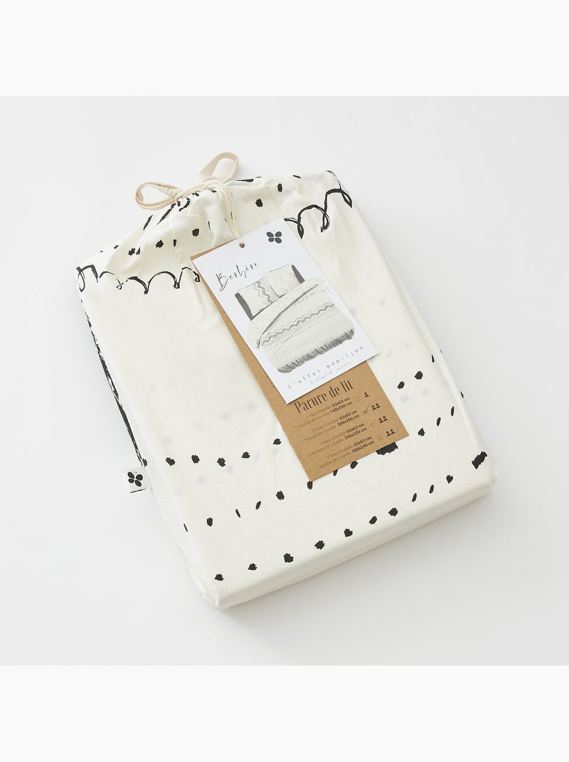 Juego de cama + 2 fundas de almohada – algodón 57 hilos – motivo bereber Beige - Kiabi