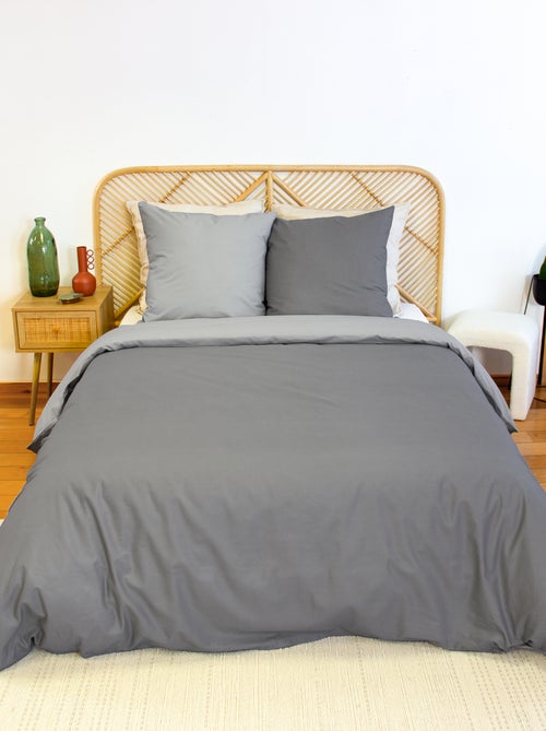 Juego de cama + 2 fundas de almohada en algodón liso 240x220 - 260x240 - Kiabi Juego de cama + 2 fundas de almohada en algodón liso 240x220 - 260x240 - Kiabi