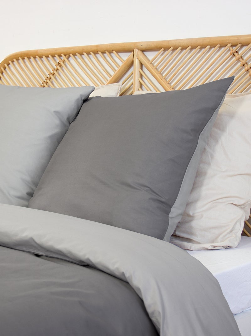Juego de cama + 2 fundas de almohada en algodón liso 240x220 - 260x240 Gris - Kiabi