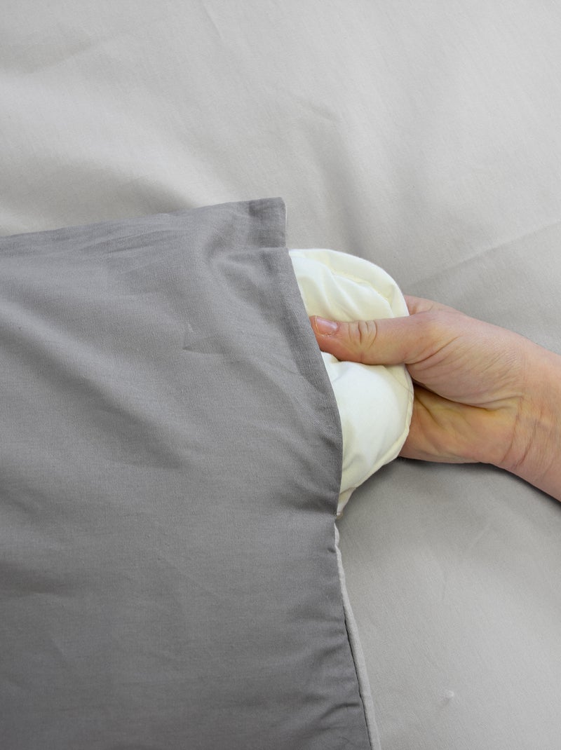 Juego de cama + 2 fundas de almohada en algodón liso 240x220 - 260x240 Gris - Kiabi