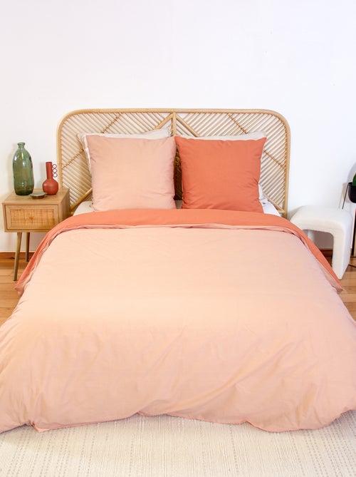 Juego de cama + 2 fundas de almohada en algodón liso 240x220 - 260x240 - Kiabi Juego de cama + 2 fundas de almohada en algodón liso 240x220 - 260x240 - Kiabi