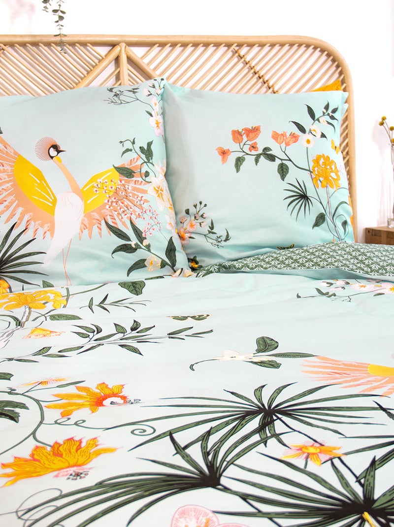 Juego de cama 2 personas 3 piezas - 1 funda nórdica (240 x 220 cm o 260 x 240 cm) + 2 almohadas Verde - Kiabi