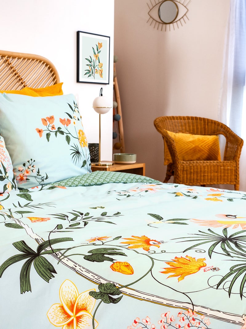 Juego de cama 2 personas 3 piezas - 1 funda nórdica (240 x 220 cm o 260 x 240 cm) + 2 almohadas Verde - Kiabi