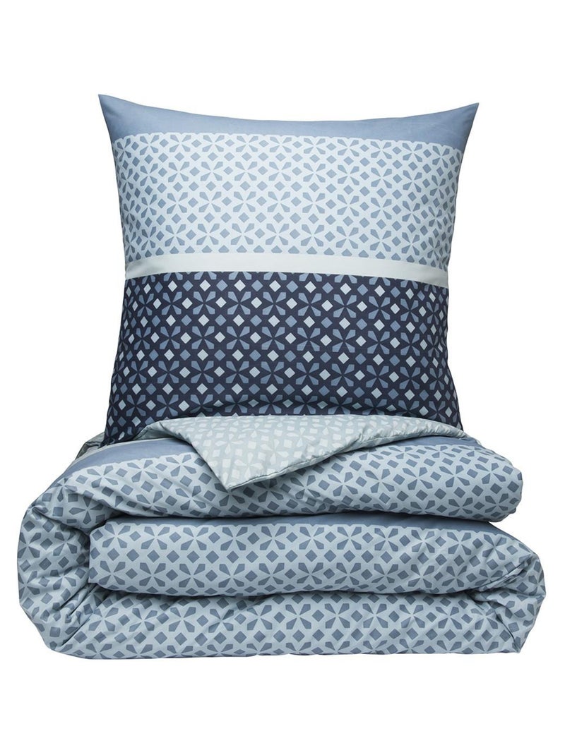 Juego de cama 2 personas geométrico reversible microfibra – Future Home Azul - Kiabi