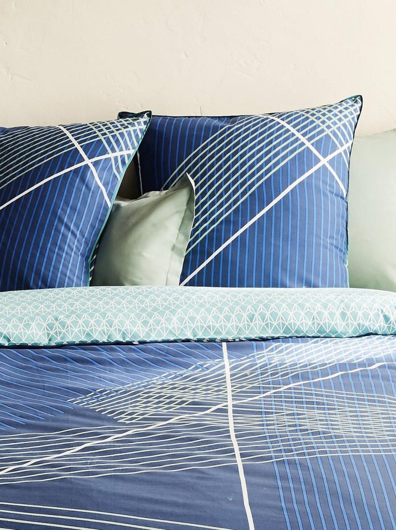 Juego de cama 2 personas gráfico reversible – 100% algodón – Future Home Azul - Kiabi