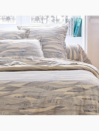 Juego de cama 2 piezas algodón estampado ondulado + funda de almohada